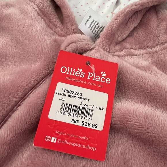 NWT Ollie’s Place Baby Girl Faux Fur Bunny One Piece 12-18m - Picture 9 of 10
